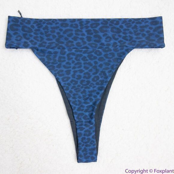 NEW Acacia Mateo bikini bottom leopard animal print blue Amur, M - Picture 15 of 16